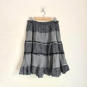 Cottage Core Blue Knee Length Skirt